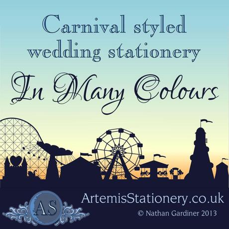 Carnival style wedding stationery in many colours