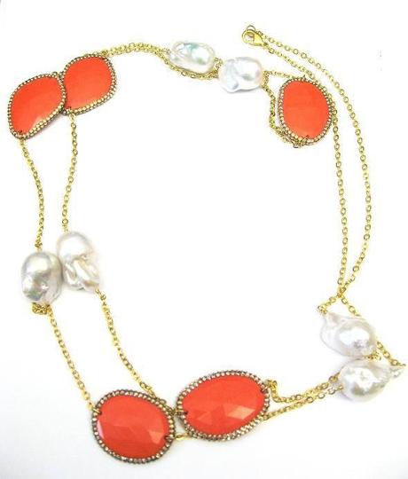 Roni Blanshay coral and pearl necklace