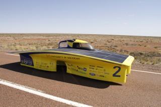 U-M solar car during Australian Mock Race. (Credit: Pavan Naik)