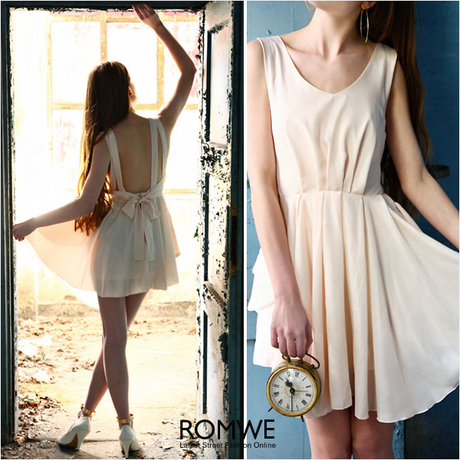 Romwe Nude Backless Dress