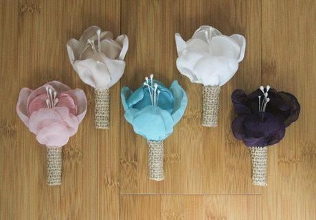 Fabric Flower and Burlap Boutonniere