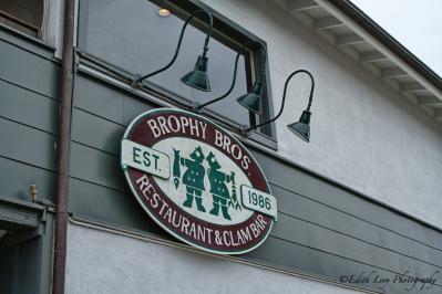 Santa Barbara, California, restaurant, Brophy Brothers, Brophy Bros., seafood, wharf, clams, sign