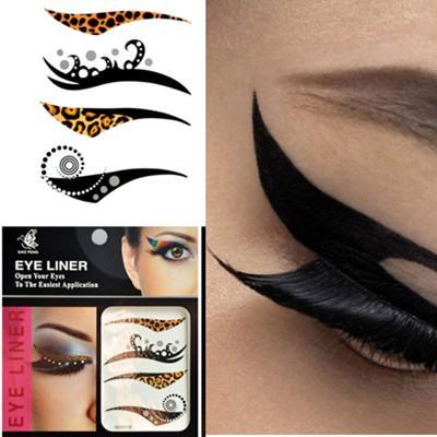 4 Pairs Wild Leopard Temporary Eyeliner Eyeshadow Water Decal Sticker/Tattoo - 10 patterns