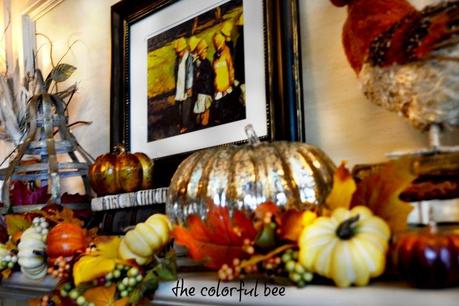 decorating a fall fireplace mantle
