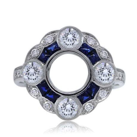 Platinum Vintage Style Diamond and Sapphire Mounting