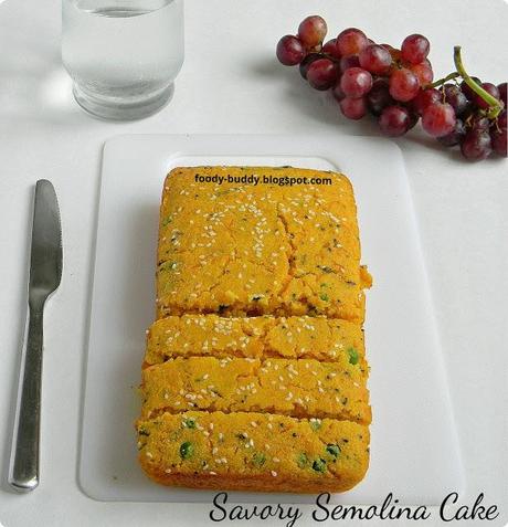 SAVORY SEMOLINA CAKE RECIPE | EGGLESS CAKE | INDIAN SNACK CAKE