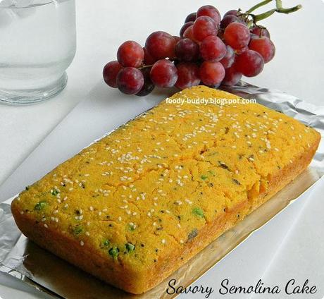 SAVORY SEMOLINA CAKE RECIPE | EGGLESS CAKE | INDIAN SNACK CAKE