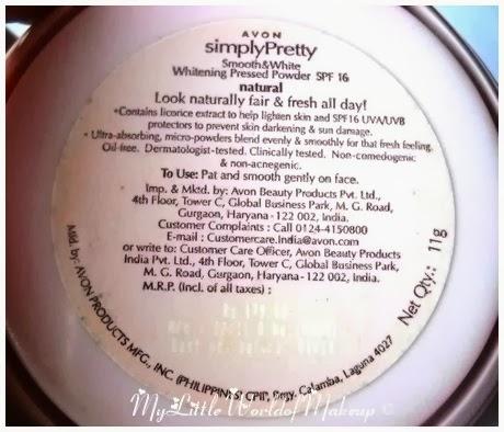 Avon Simply Pretty  Smooth and whitening pressed powder in NATURAL