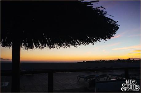 Sunset photo of pool shade at Sadnos Papagayo Hotel in Lanzarote