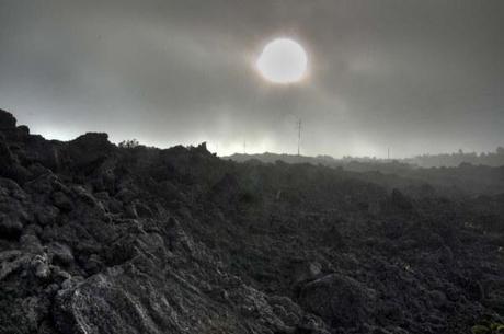 Sun Mist and Volcanic Landscape