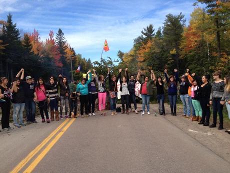 Blockade to stop fracking on Route 134 in Mi’kmaq territory, October 2013.
