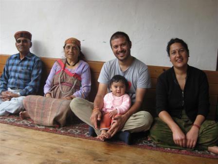 Our friends and tour partner Ravi Thakur with his wife Rekha and little Reva, Aba-le and Abi-le at home.