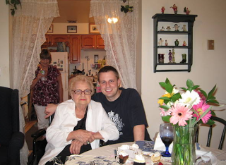 Grandma and me.  Coincidentally I'm wearing a shirt from a place she went to.