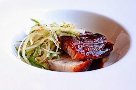 Braised pork belly with soy & cucumber & fennel salad #121