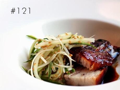 Braised pork belly with soy & cucumber & fennel salad #121