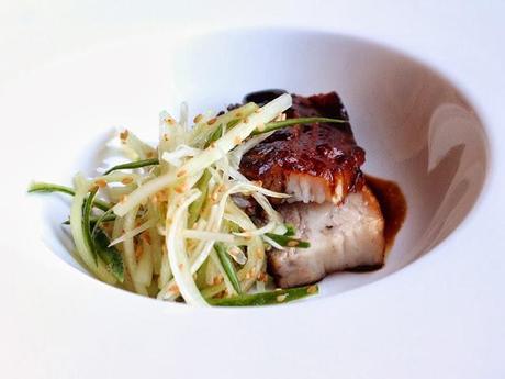 Braised pork belly with soy & cucumber & fennel salad #121