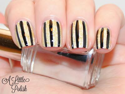Black and Gold Stripes - Pittsburgh Themed Nails