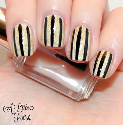 Black and Gold Stripes - Pittsburgh Themed Nails