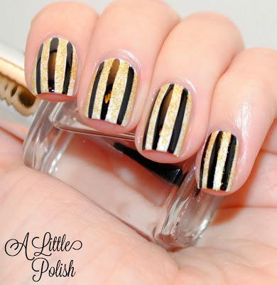 Black and Gold Stripes - Pittsburgh Themed Nails