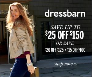 Save Up to $25 Off $150, or Save $20 Off $125 or $15 Off $100 @ dressbarn.com! Valid 10/1-10/31, Use Code AFF1013