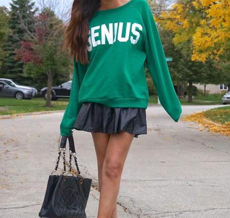 faux leather, forever 21 genius sweatshirt