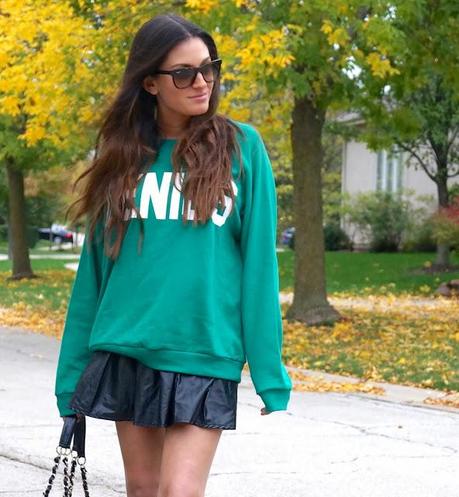 faux leather, forever 21 genius sweatshirt