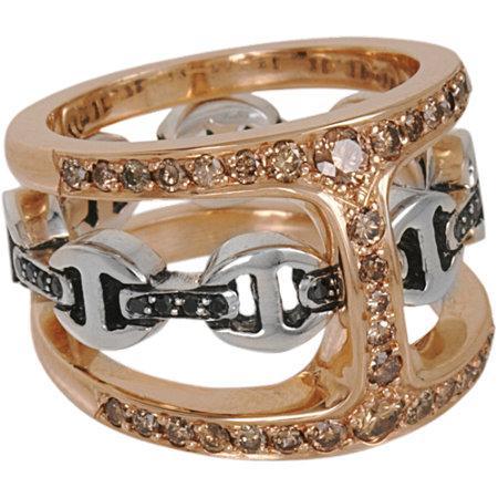 Rose Gold, Silver, Cognac & Black Diamond Phantom Clique Ring Rose Gold, Silver, Cognac & Black Diamond Phantom Clique Ring