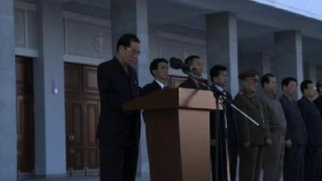 DPRK Premier Pak Pong Ju speaks at a ceremony reopening the Pyongyang Indoor Stadium after renovations on 3 October 2013 (Photo: KCNA screen grab).