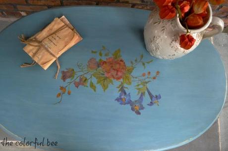 Louis Blue Chalk Painted and stenciled coffee table