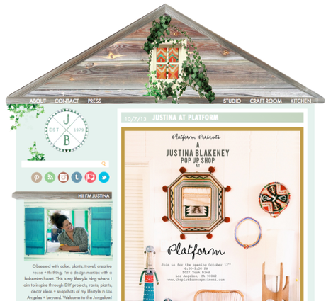 This is so clever! To match with the layout, the blogger's photo is framed inside a window. Even her portrait matches the whole colour scheme. It looks like I am invited to her 