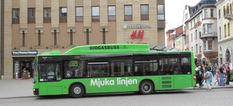 A MAN biogas bus in Uppsala, Sweden. (Credit: Flickr @ sbamueller http://www.flickr.com/photos/sbamueller/)