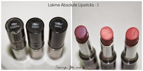 Lakme Absolute Creme Lispticks Deep Blush,  Plum Glimmer, Sheer Berry