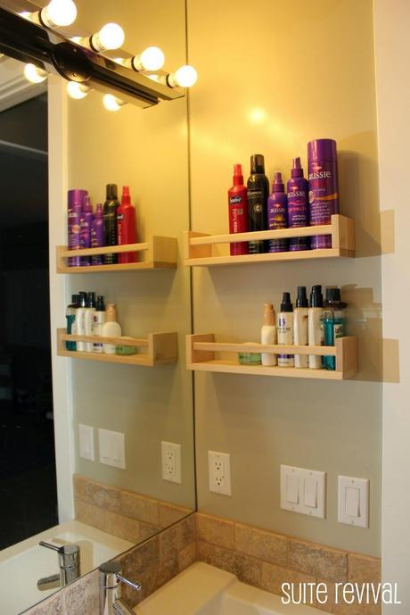 Organize your bathroom by adding a spice rack!