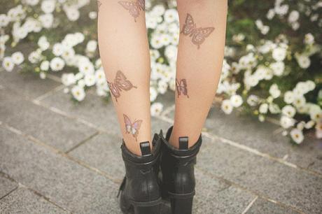 Painted tights craft project DIY stamp tights