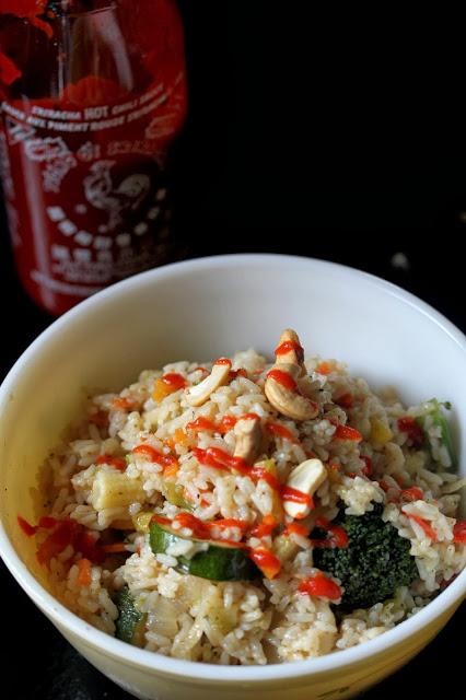 Vegan Vegetable Fried Rice with Sriracha  {Gluten Free}