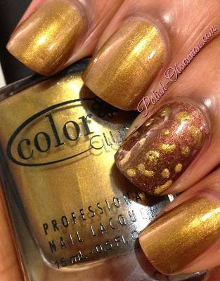 Busy Girl Nails Fall Nail Art Challenge - Antique Gold