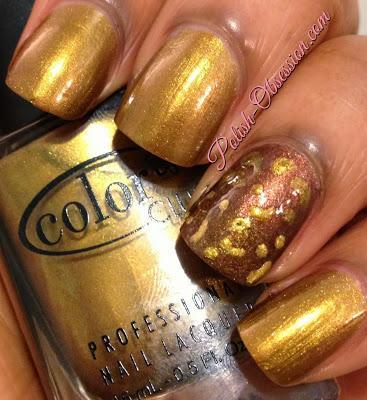 Busy Girl Nails Fall Nail Art Challenge - Antique Gold