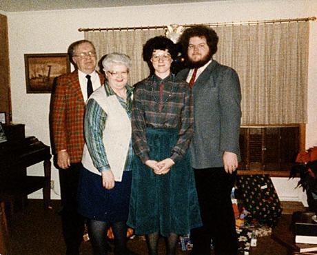 Family with grown children, 1985, Christmas