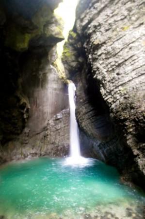 A hidden waterfall in Triglav National Park, Slovenia