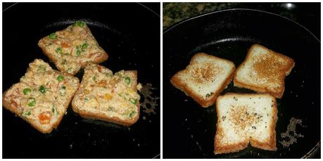 Sooji Vegetable Toast / Semolina Bread Toast