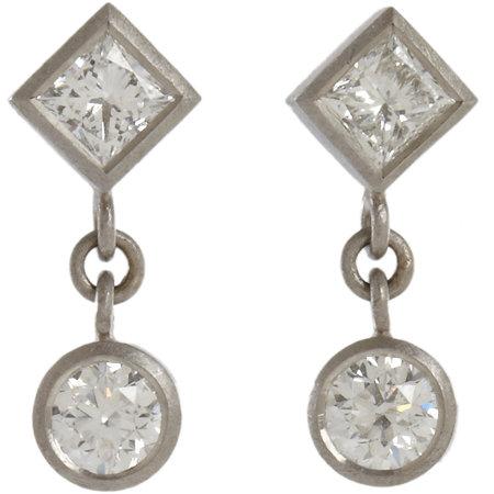 Malcolm Betts Princess Cut Diamond Earrings