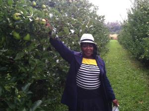 Mom apple picking