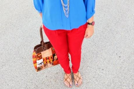 Indigo Blue Tunic, Zara Red Denims, zigi Soho flats, Tanvii.com