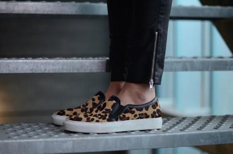 sandro leopard ponyhair slipon trainers