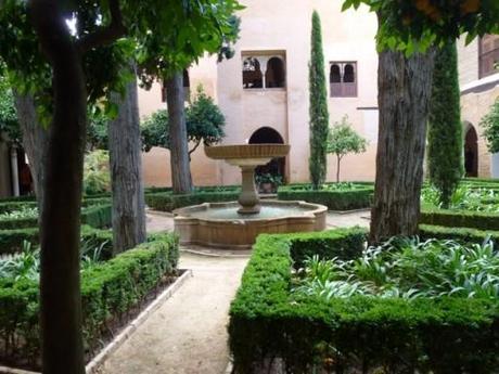 Fountain splashing in Courtyard