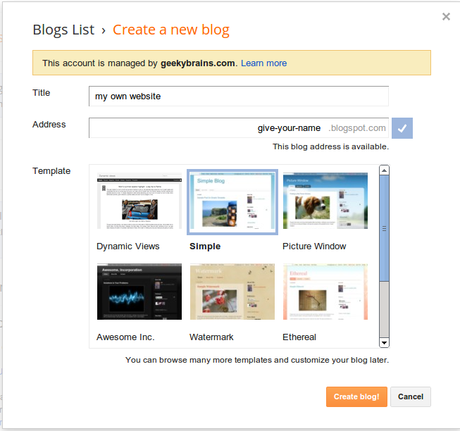 create a free blog at blogger.com