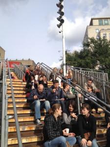 Sit on these somewhat unglamorous stairs and enjoy your cheese and wine. 