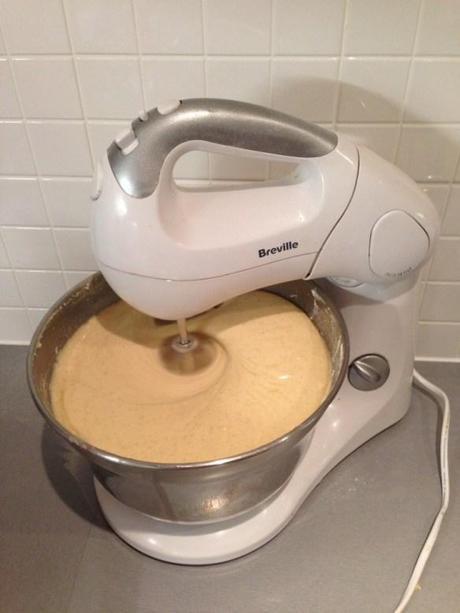 breville stand mixer full to the brim with bundt cake batter