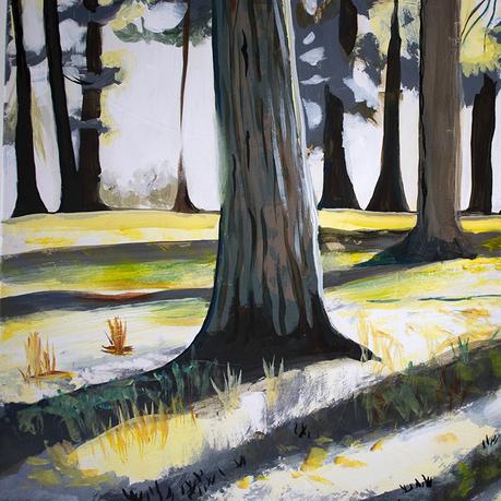 Painting of Sun Through Trees: New Day