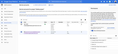 Google creates the compute engine default service account and adds it to your project automatically but you have full control over the account. How To Update Roles Of Existing Service Accounts Google Cloud Console Stack Overflow